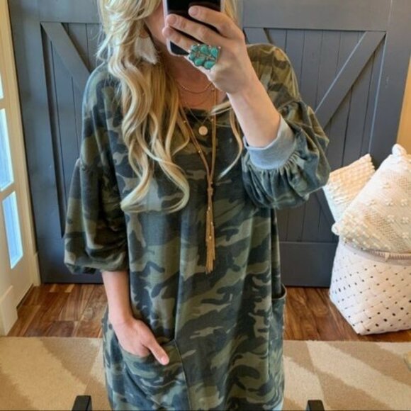 Shop_Fig Dresses & Skirts - Plus Size | Cozy Camouflage Print Tunic Dress Camo